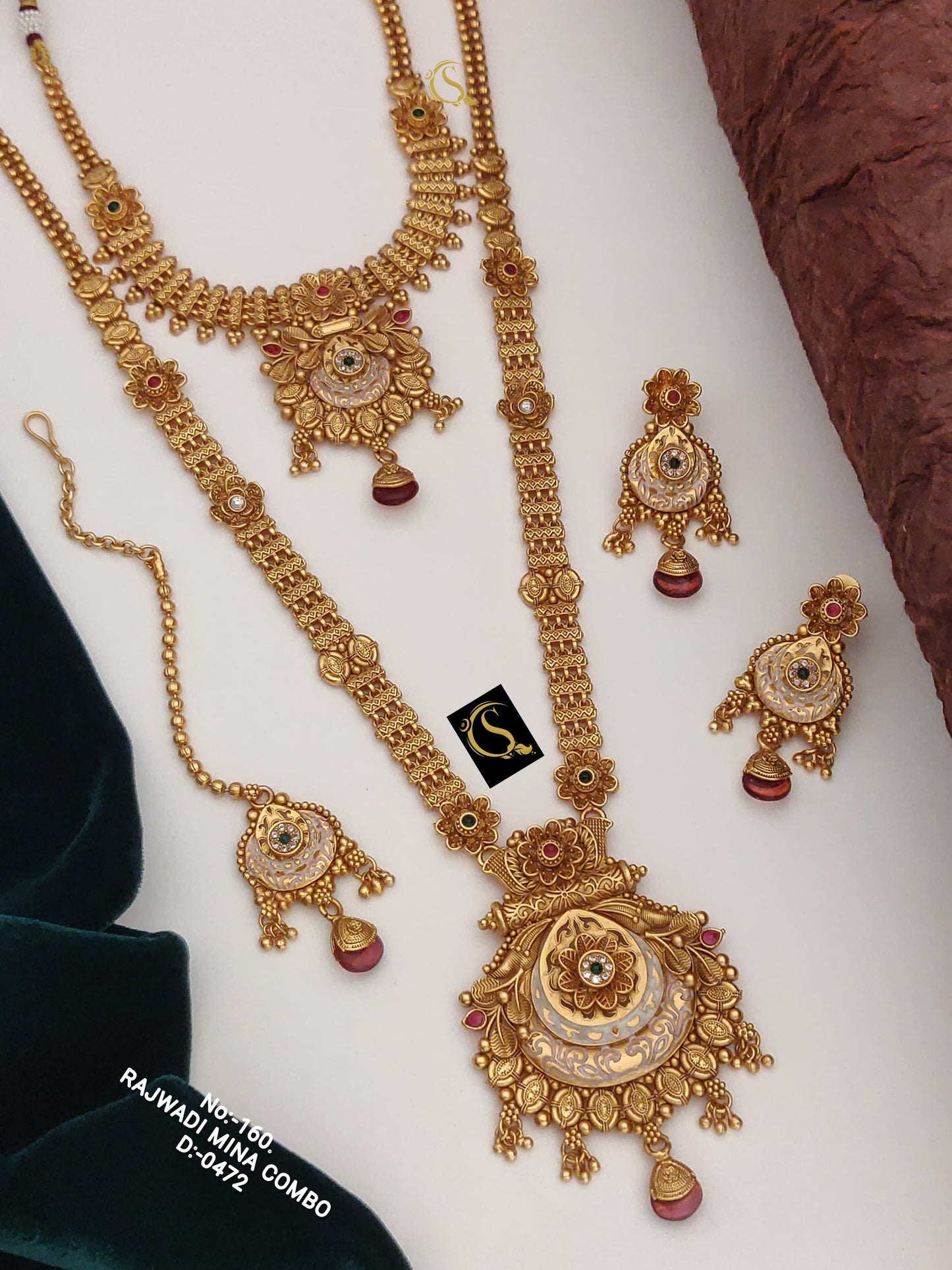 Traditional Antique Brass Gold Combo Jewellery Set 18