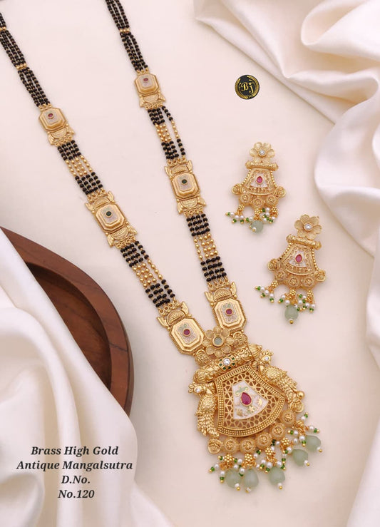 Brass Hight Gold Rajwadi Mangalsutra 33