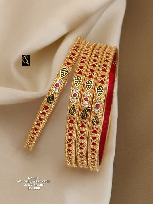 Brass High Gold Antique Bangles 030