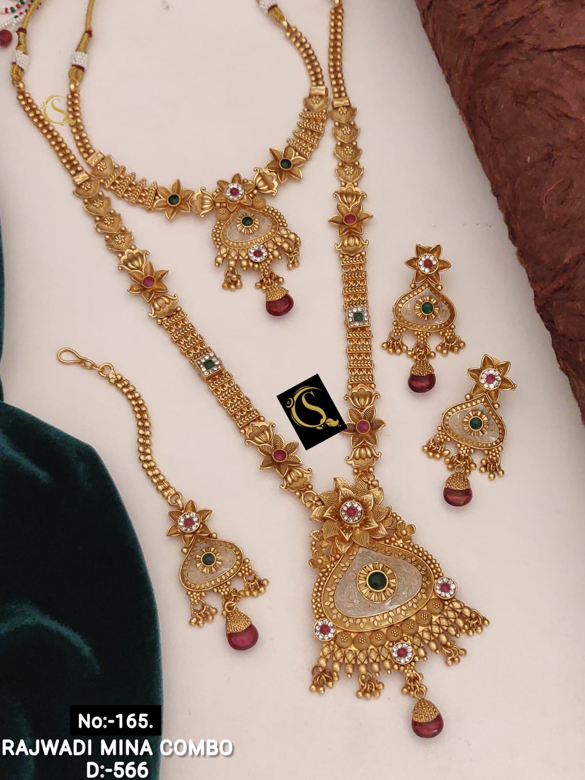 Traditional Antique Brass Gold Combo Jewellery Set 22