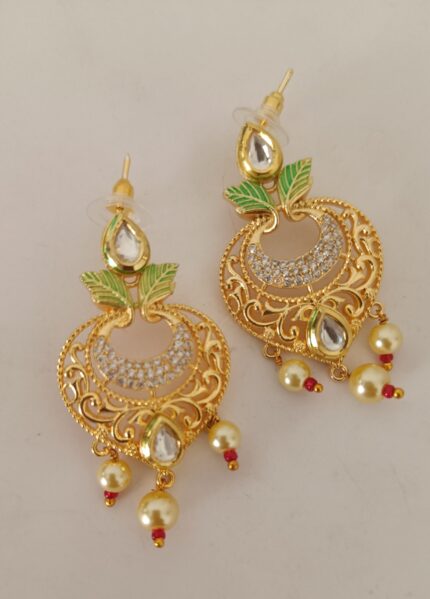 Brass Hight Gold Antique Necklace Set - Queenzart Imitation Jewellery