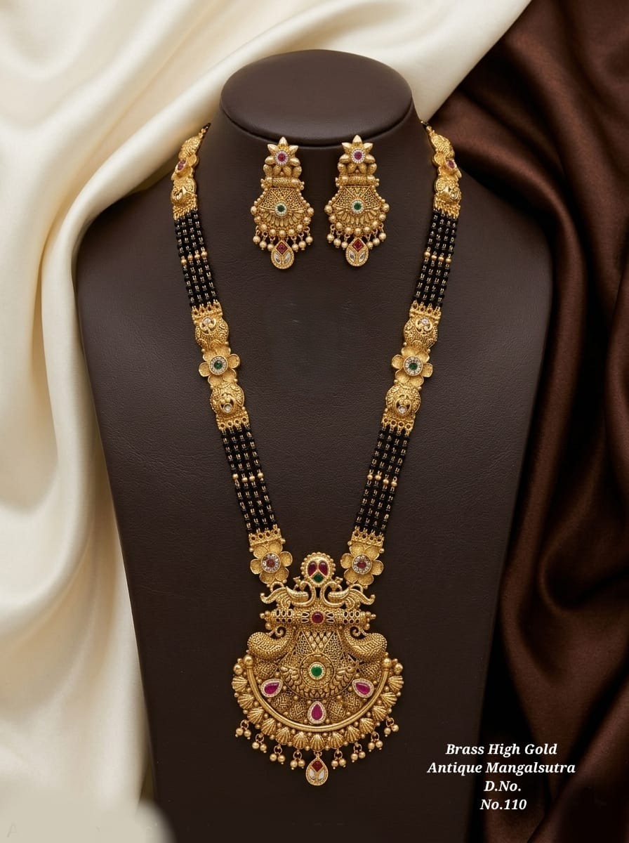 WhatsApp Image 2026-08-18 at 14.28.21 Brass High Gold Rajwadi Mangalsutra with Earrings 073 - Image 1