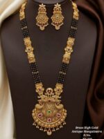 Brass High Gold Rajwadi Mangalsutra with Earrings 073 - Image 2