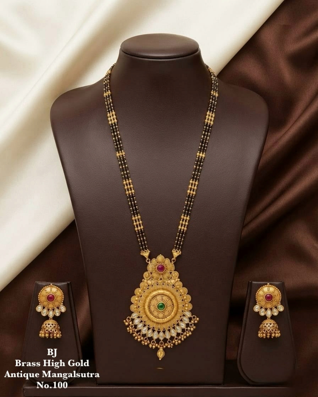 WhatsApp Image 2026-08-22 at 10.44.59 Brass High Gold Rajwadi Mangalsutra with Earrings 063 - Image 1