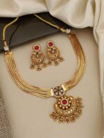 Brass High Gold Antique Necklace Set 18 - Image 2