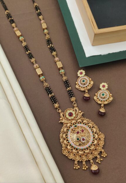 Brass Hight Gold Rajwadi Mangalsutra