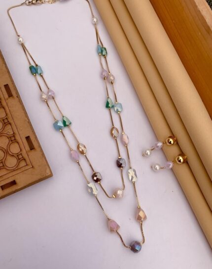 Gold Plated Fancy Moti Mala Set - Queenzart Imitation Jewellery