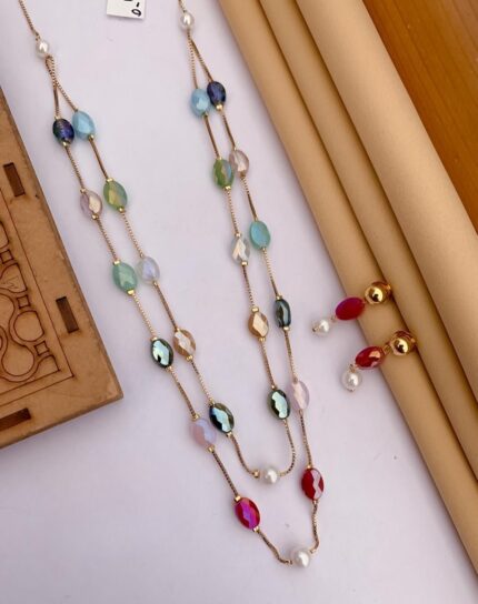 Gold Plated Fancy Moti Mala Set - Queenzart Imitation Jewellery