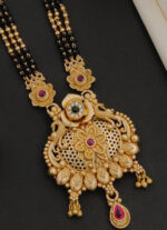 Brass High Gold Rajwadi Mangalsutra with Earrings - Image 2