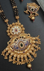 Brass High Gold Rajwadi Mangalsutra with Earrings - Image 2