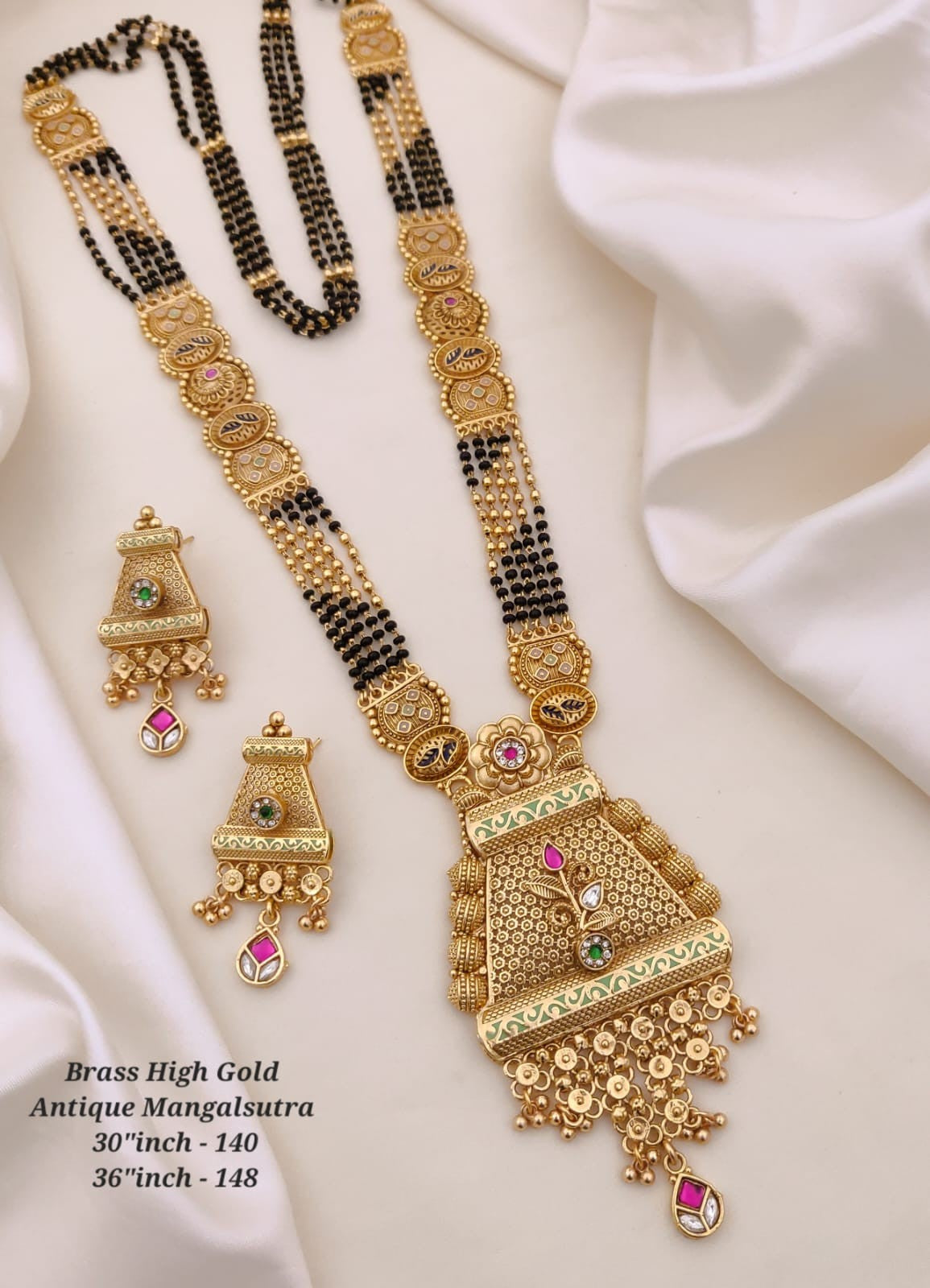 WhatsAppImage2026-03-06at09.34.53 Brass High Gold Rajwadi Mangalsutra with Earrings 045 - Image 1