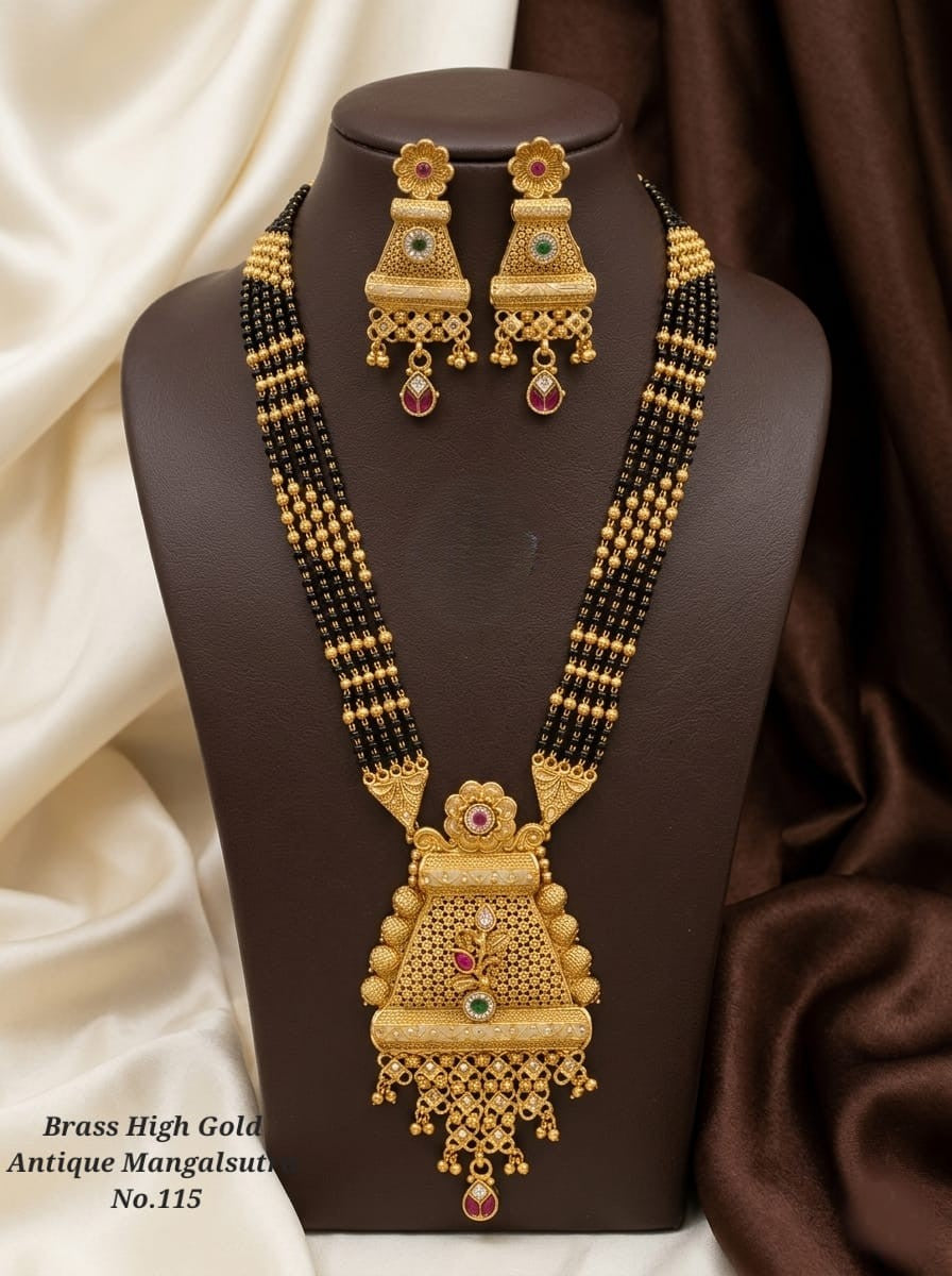 WhatsAppImage2026-04-02at12.52.17_1_a5e618e4-93c4-4404-9c49-fa17ee95d1d8 Brass High Gold Rajwadi Mangalsutra with Earrings 044 - Image 1