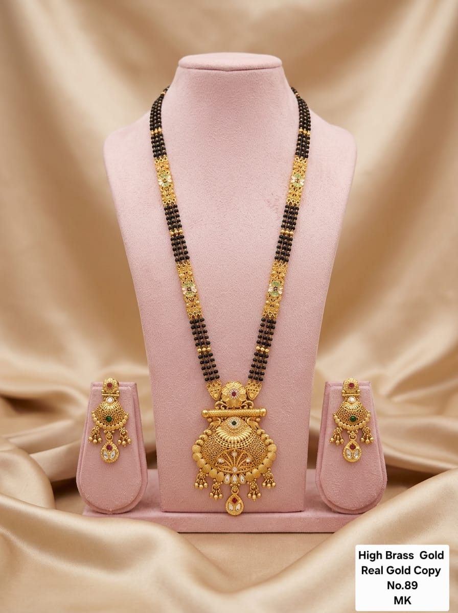 WhatsAppImage2026-04-04at11.54.15 Brass High Gold Rajwadi Mangalsutra with Earrings 062 - Image 1