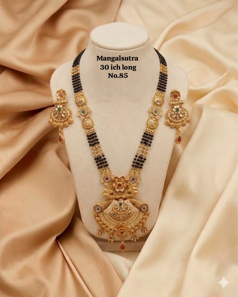 WhatsAppImage2026-04-05at10.26.29 Brass High Gold Rajwadi Mangalsutra with Earrings 066 - Image 1